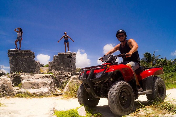 ATV Seashore + Cenote Combo: Mezcalitos & Mayan Cenote Experience - Playa Uvas beach club: lunch, rocky water access, and snorkeling reality checks