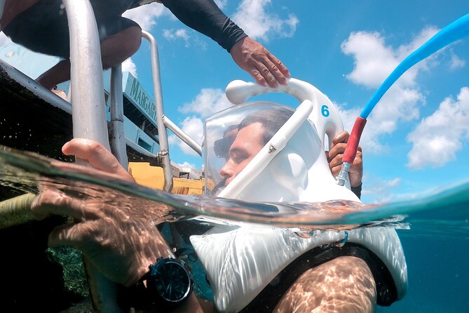 SeaTrek Underwater Helmet Diving Experience in Downtown Cozumel - Underwater on the sandy bottom: fish, rope, and the plane wreck moment
